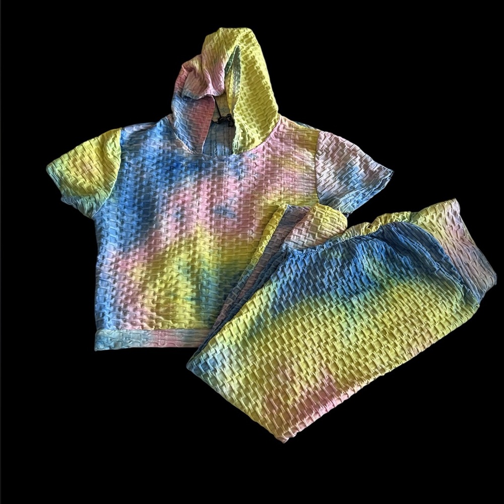Colorful Love University Tie-Dye Hoodie and Pants Set